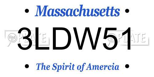 3LDW51 Massachusetts License Plate