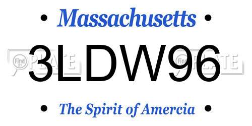 3LDW96 Massachusetts License Plate