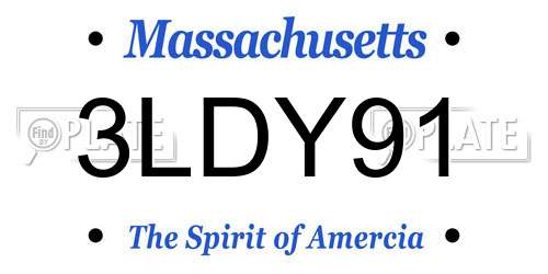 3LDY91 Massachusetts License Plate