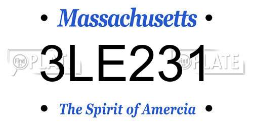 3LE231 Massachusetts License Plate