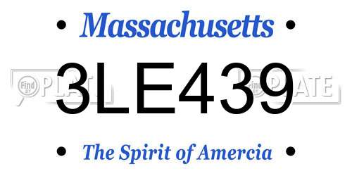 3LE439 Massachusetts License Plate