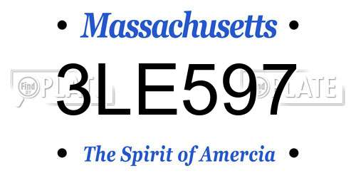 3LE597 Massachusetts License Plate