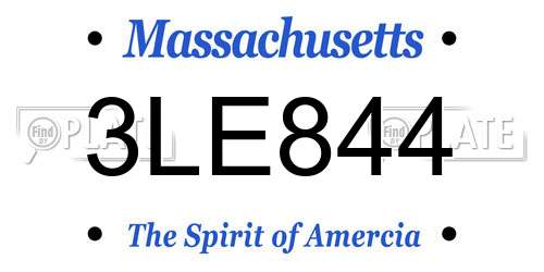3LE844 Massachusetts License Plate