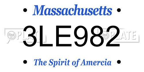 3LE982 Massachusetts License Plate