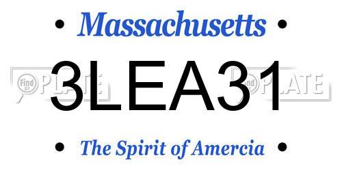 3LEA31 Massachusetts License Plate