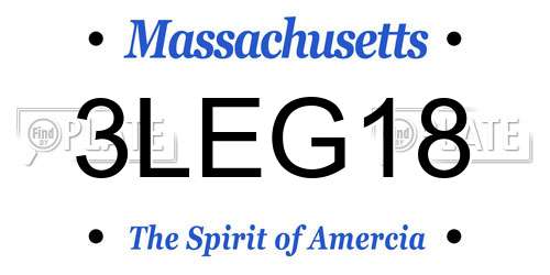 3LEG18 Massachusetts License Plate