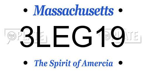 3LEG19 Massachusetts License Plate
