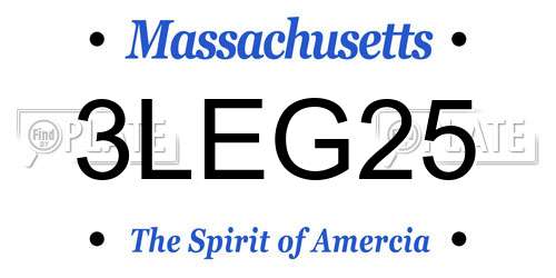 3LEG25 Massachusetts License Plate