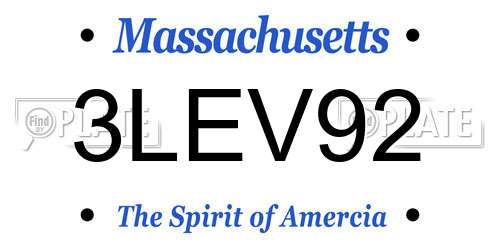 3LEV92 Massachusetts License Plate