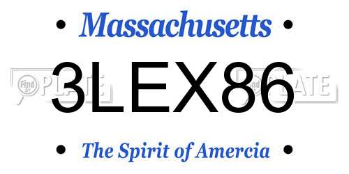 3LEX86 Massachusetts License Plate