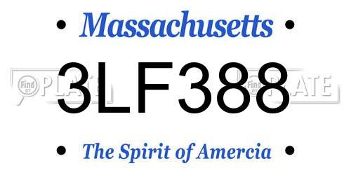 3LF388 Massachusetts License Plate