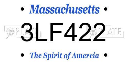 3LF422 Massachusetts License Plate