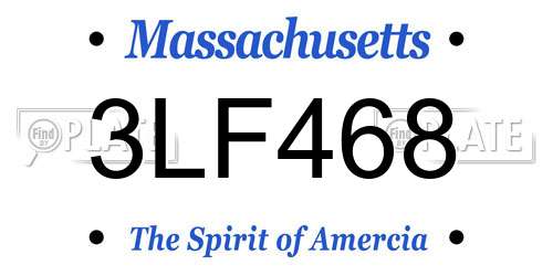 3LF468 Massachusetts License Plate