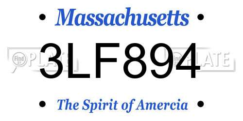 3LF894 Massachusetts License Plate