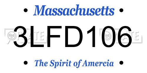 3LFD106 Massachusetts License Plate