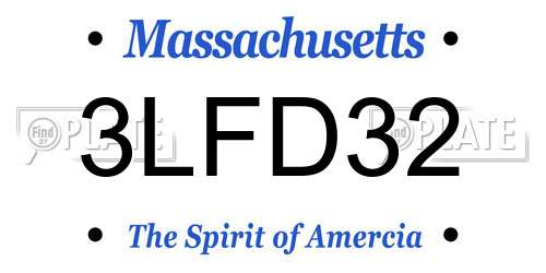 3LFD32 Massachusetts License Plate