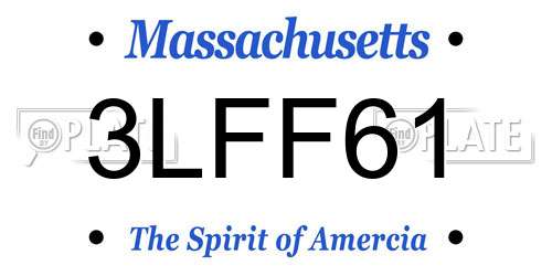 3LFF61 Massachusetts License Plate