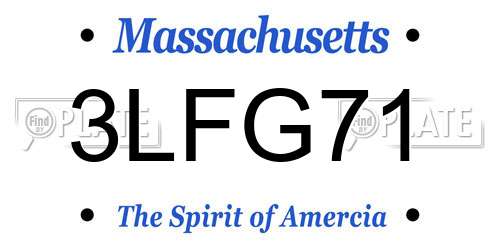 3LFG71 Massachusetts License Plate
