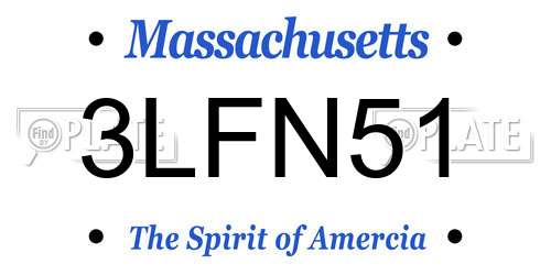 3LFN51 Massachusetts License Plate