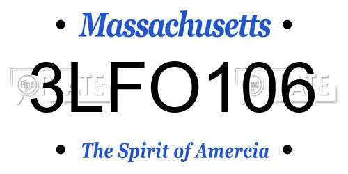 3LFO106 Massachusetts License Plate