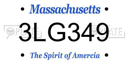 3LG349 Massachusetts License Plate