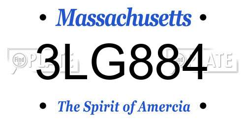 3LG884 Massachusetts License Plate