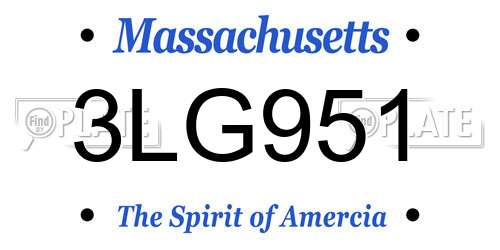 3LG951 Massachusetts License Plate