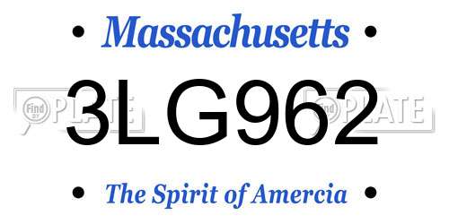 3LG962 Massachusetts License Plate