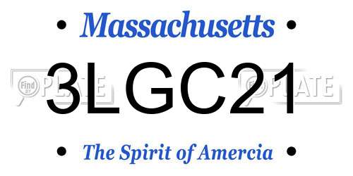 3LGC21 Massachusetts License Plate