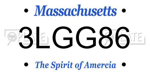 3LGG86 Massachusetts License Plate