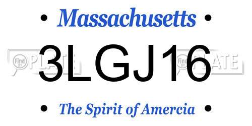 3LGJ16 Massachusetts License Plate