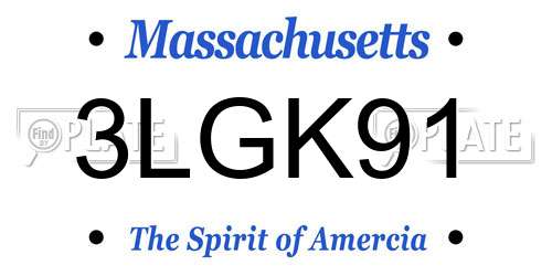 3LGK91 Massachusetts License Plate