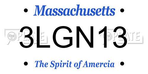 3LGN13 Massachusetts License Plate