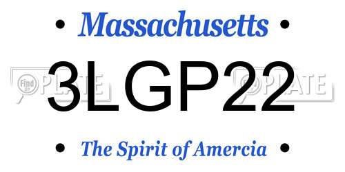 3LGP22 Massachusetts License Plate