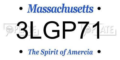 3LGP71 Massachusetts License Plate