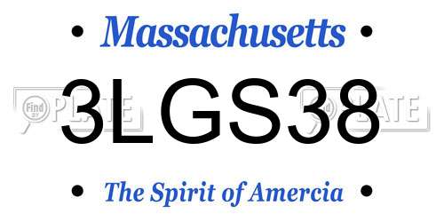 3LGS38 Massachusetts License Plate