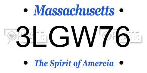 3LGW76 Massachusetts License Plate