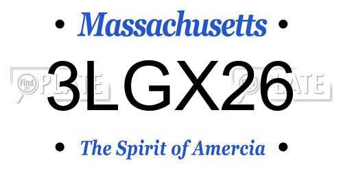 3LGX26 Massachusetts License Plate