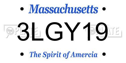 3LGY19 Massachusetts License Plate