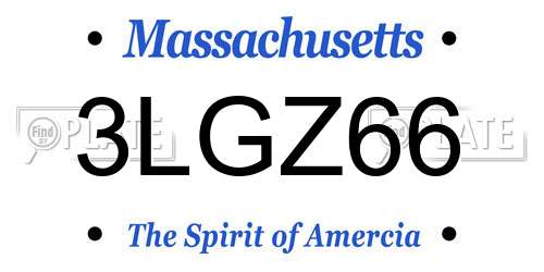 3LGZ66 Massachusetts License Plate