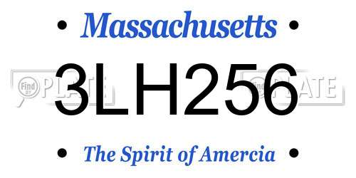 3LH256 Massachusetts License Plate