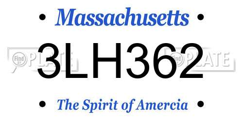 3LH362 Massachusetts License Plate