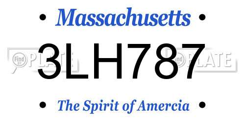 3LH787 Massachusetts License Plate