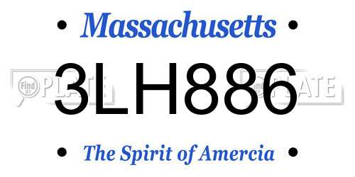 3LH886 Massachusetts License Plate