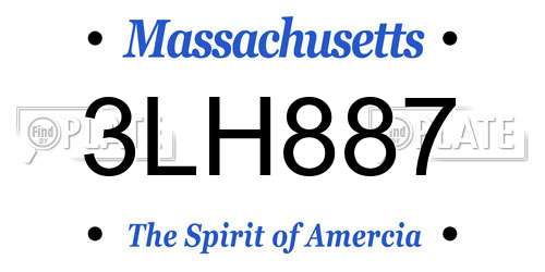3LH887 Massachusetts License Plate