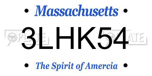 3LHK54 Massachusetts License Plate