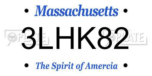 3LHK82 Massachusetts License Plate