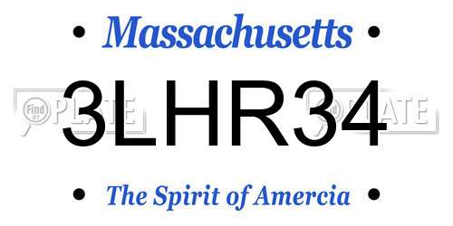 3LHR34 Massachusetts License Plate