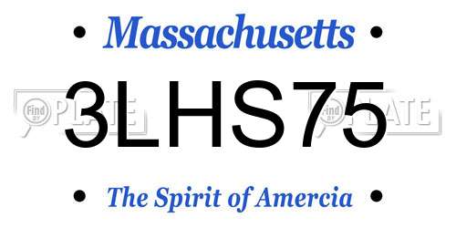 3LHS75 Massachusetts License Plate