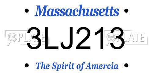 3LJ213 Massachusetts License Plate